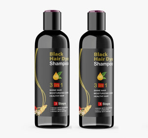 3-IN-1 BLACK HAIR DYE SHAMPOO (AYURVEDIC NO SIDE EFFECT) - 100% GREY COVERAGE (Pack of 2)